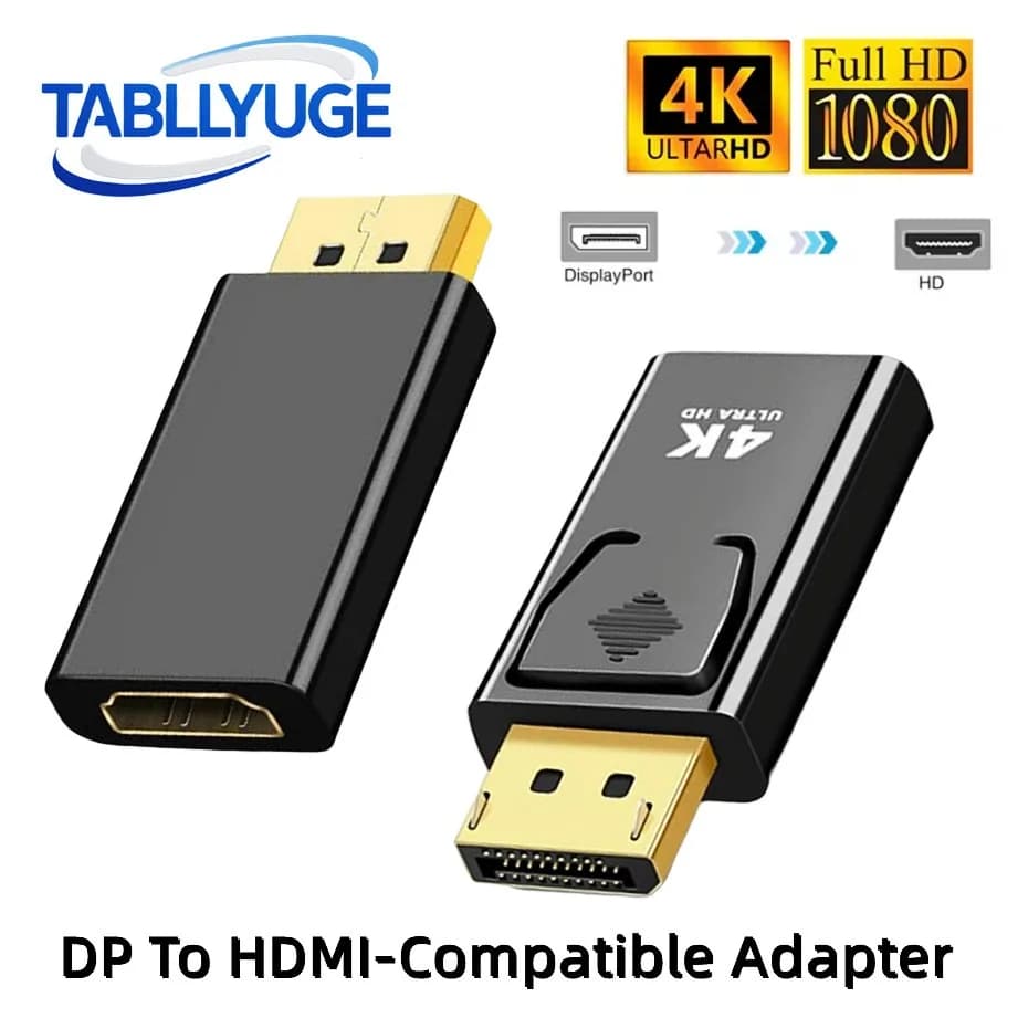 Converter Adapter from DP DisplayPort to HDMI 4K/1080P, from Male DP to Female HDMI for Laptop, PC and Projectors