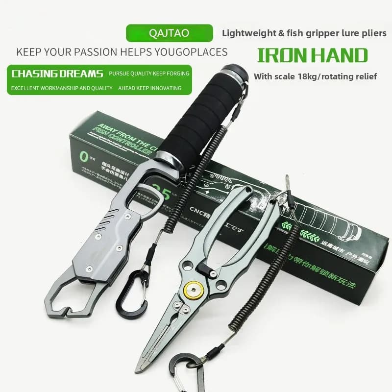 Lightweight Aluminum Fish Gripper With Scale Multifunctional Fishing Lip Grip Tool Big Fish Clamp Lure Fishing Tackle Accessorie