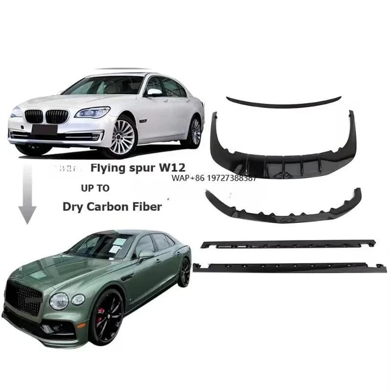 Body Kit for Bently Flying Spur W12 2023 Upgrade to Carbon Fiber Front Lip Rear Diffuser Side Skirts Rear Wing Car Accessories
