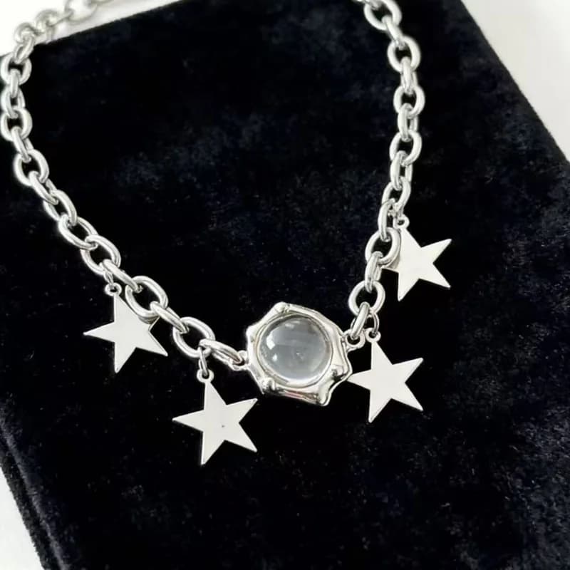 Collana in Metallo Stile Y2K Dolce e Cool per Donne, Choker con Stella e Gemma, Design Trendy, Accessorio per Eventi Quotidiani, Gioielli Femminili