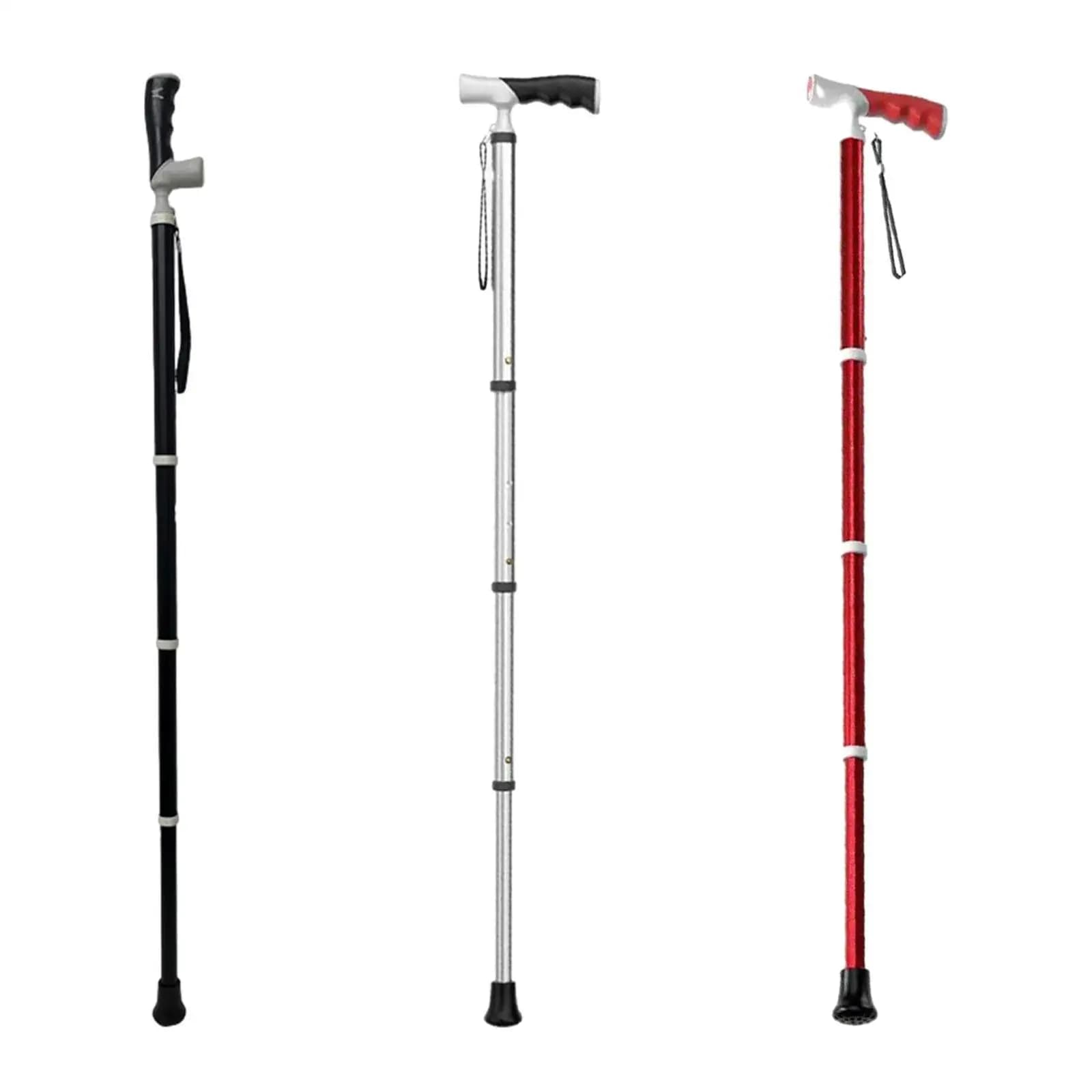 Telescopic Trekking Stick Portable for Exterior, 3 Joint Robust Support, Non-slip Handle, Steel League, for Hiking and Mountaineering