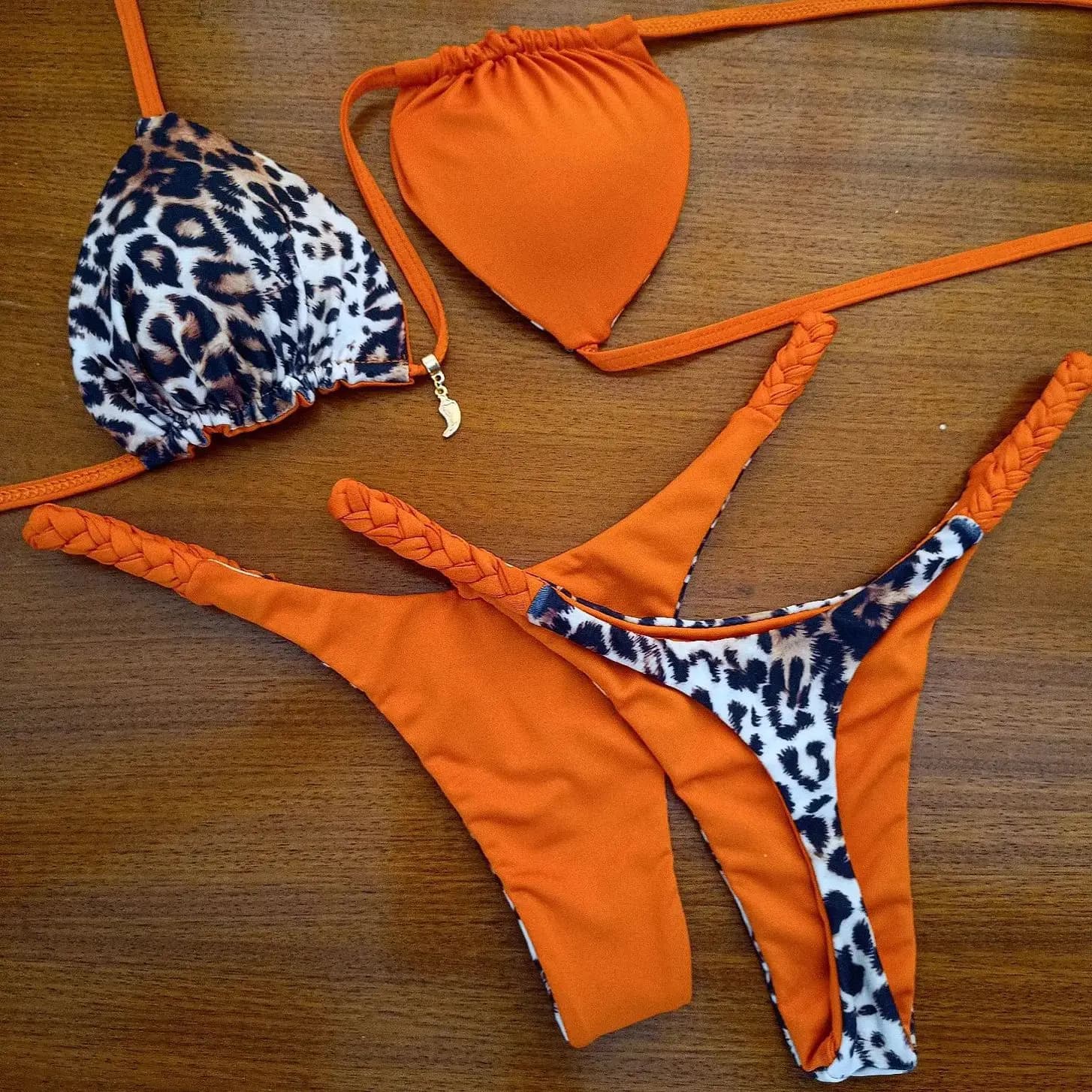Nuovo Costume da Bagno Bikini Donna Due Pezzi con Stampa Leopardata e Blocchi di Colore, Sexy ed Effetto Snellente