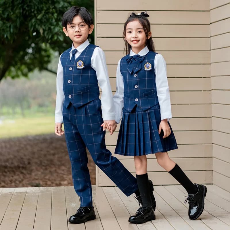 British Scottish vest for children, shirt, pants, vest, blouse, skirts, school uniform for children, boys, Korean students, set of clothes