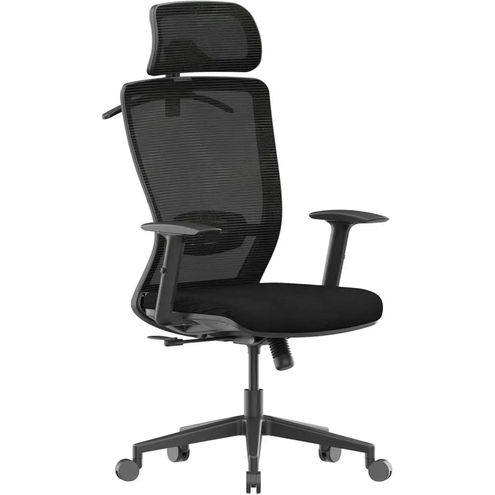 Sedia da Ufficio Ergonomica, Sedia da Scrivania per Casa con Schienale Alto, Supporto Lombare Regolabile, Braccioli, 90-130 ° Lock, Comort Wide Cushion