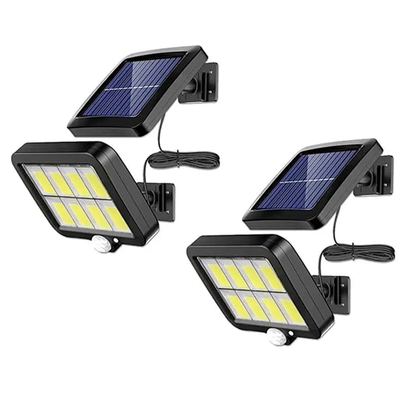 ABJI-4Pc 2000 Lumen 160 LED Luci Solari da Parete IP65 Impermeabili con Sensore di Movimento Cablato, Faretto di Sicurezza Orientabile a 360 Gradi
