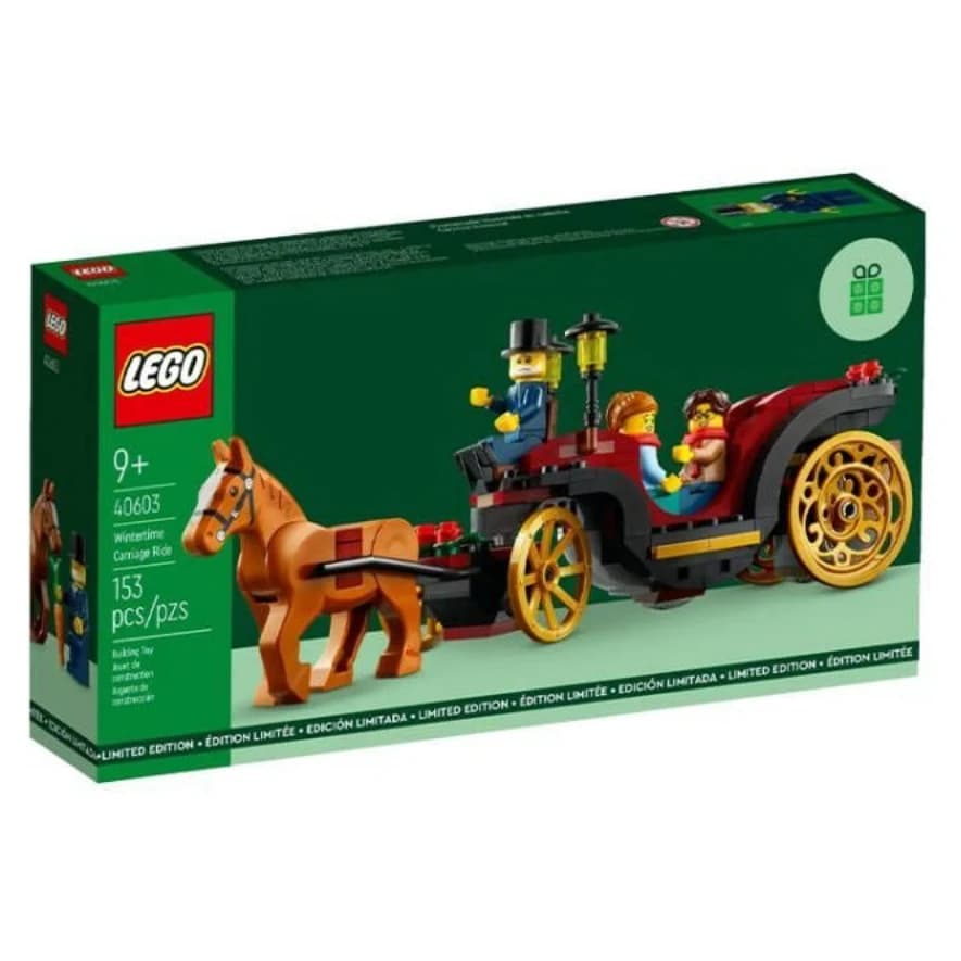 LEGO Wintertime Carriage Ride 40603 GWP - Minifigure festive, ruote dorate e design affascinante per la gioia natalizia (153 pezzi)