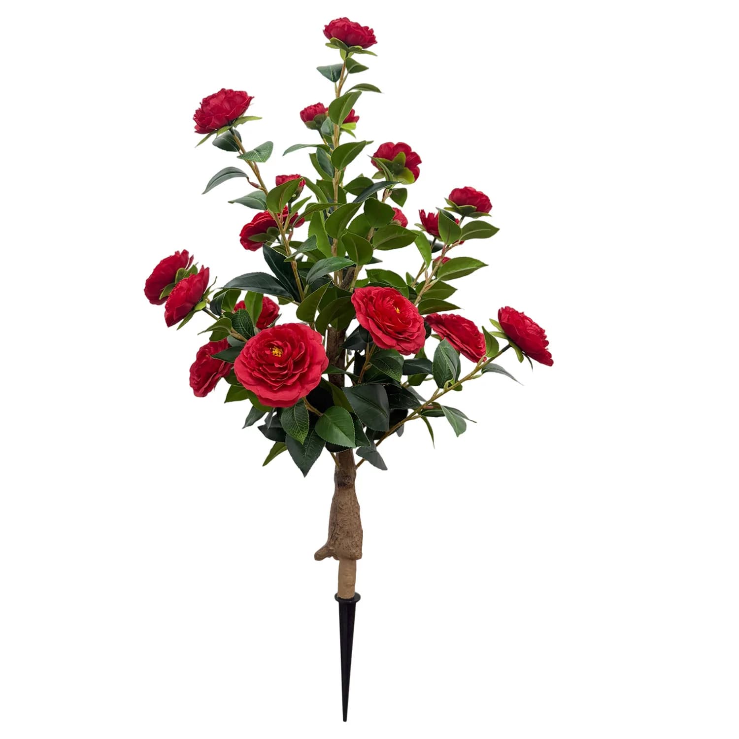 88CM Artificial Tree Green Plant Red Camellia Floor Tree Ornament Indoor, Fake Flower Green Plant Decoration