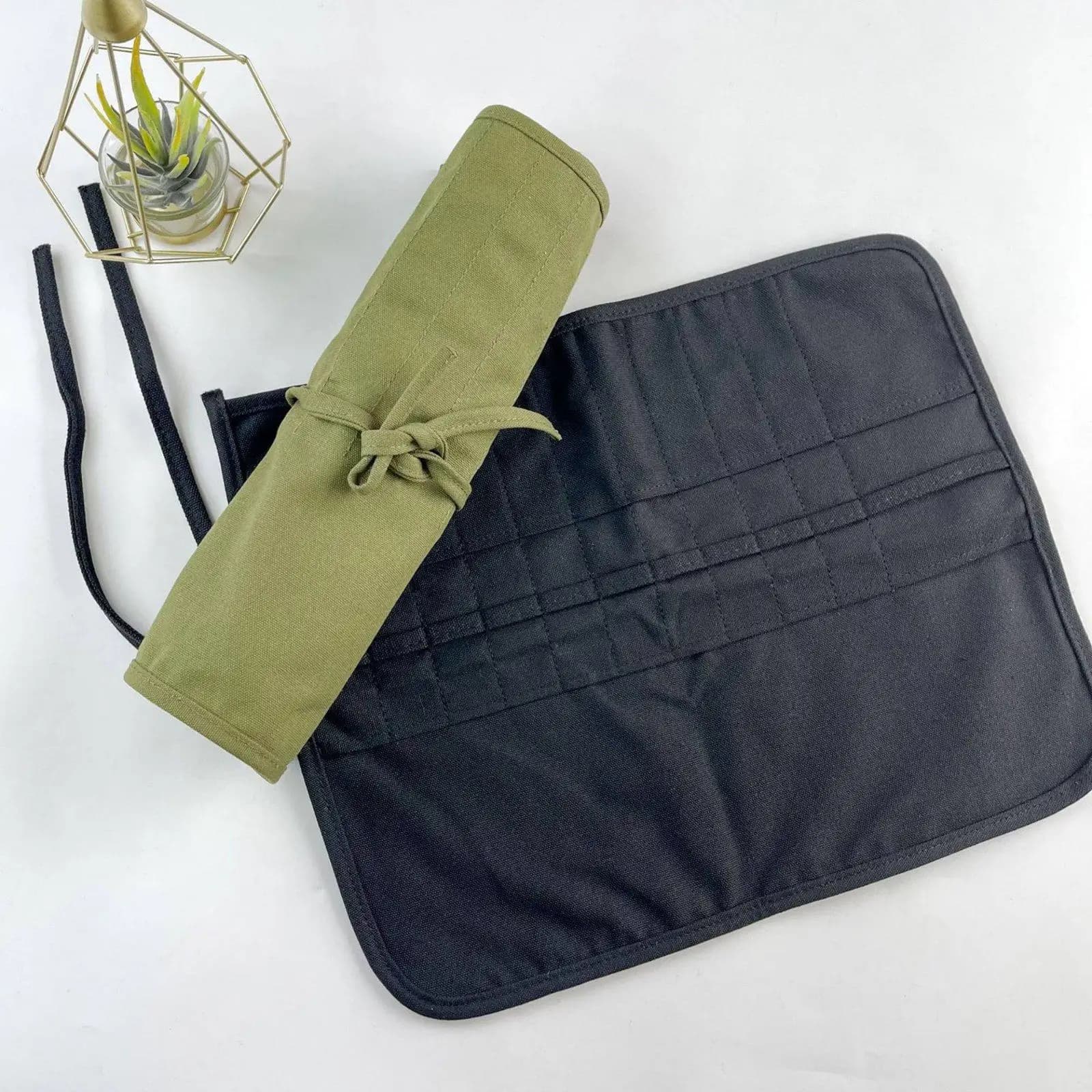 Portable Canvas Pencil Bag Case for Sketching Tools Stationery Organizer College Work Desk