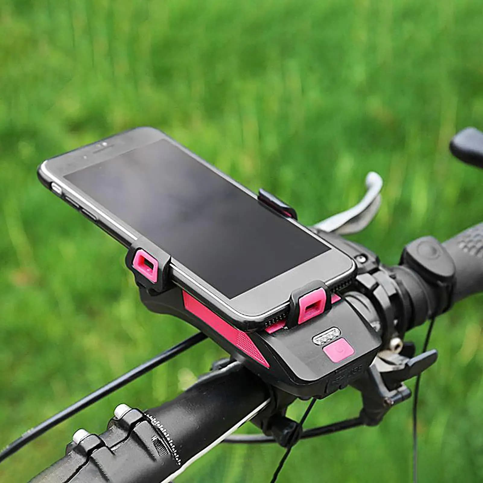 Luce anteriore per bici Luci per bicicletta luminose ricaricabili tramite USB con supporto per telefono Forniture per esterni per la pesca di sopravvivenza di guida notturna