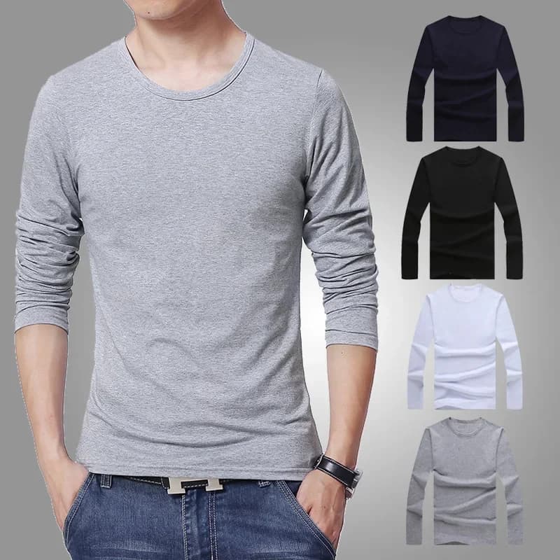 2026 MRMT Nuovissime T-shirt da uomo a manica lunga slim fit, T-shirt girocollo a tinta unita per giovani uomini e ragazzi