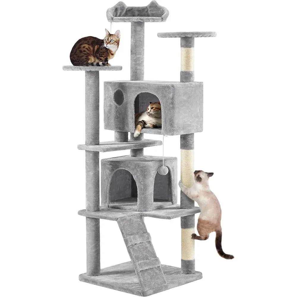 70in Multi-Level Sturdy Cat Tree, Condo, Sisal Scratching Posts | Activity center, dangling ball, anti-wobble space-saving base,