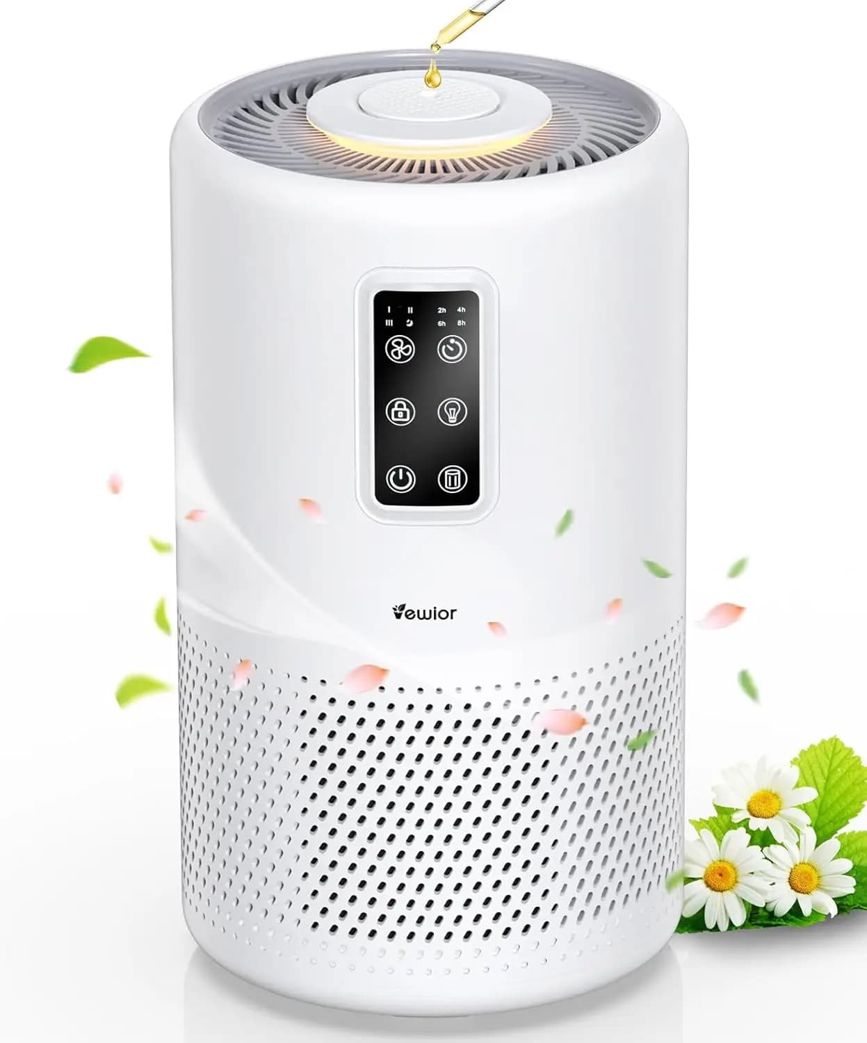 Purificatori d'aria per ambienti domestici di grandi dimensioni fino a 1600 piedi quadrati, purificatore d'aria HEPA H13 per camera da letto con luce notturna, spugna profumata per il sonno