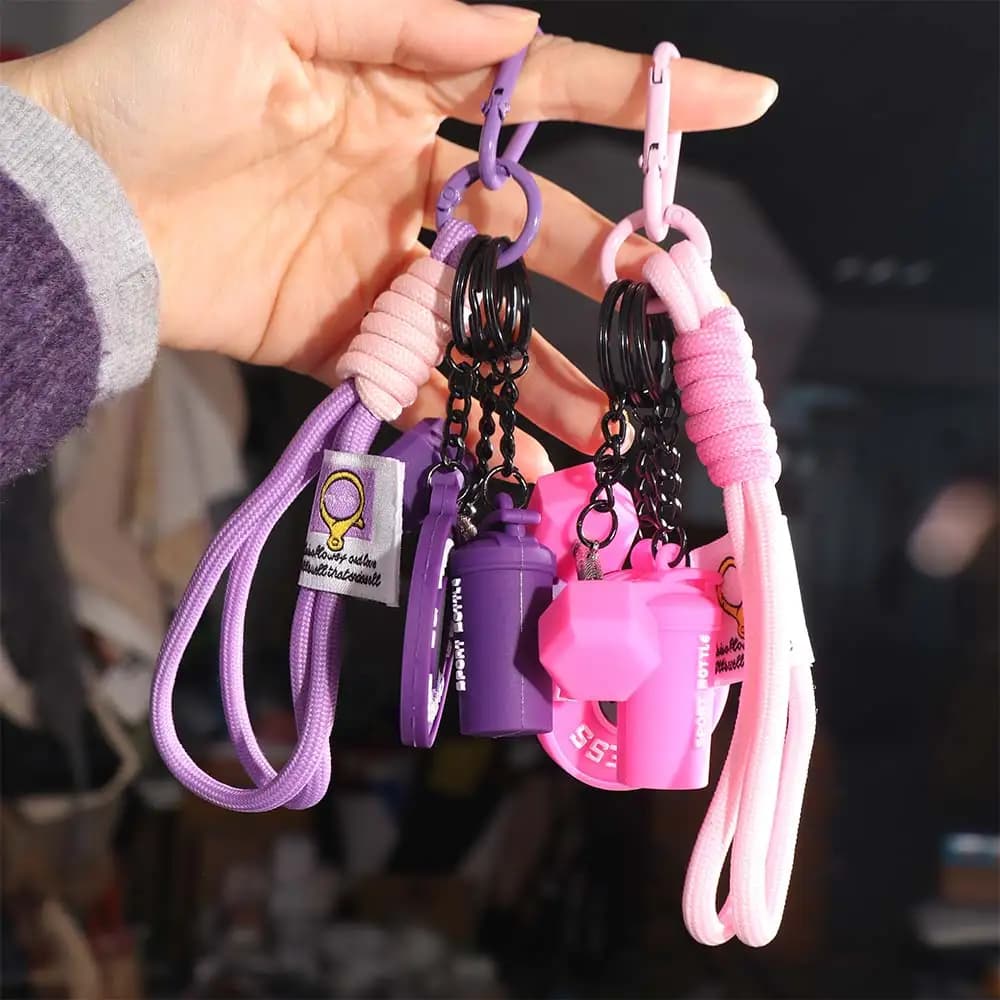 Keychain with Dopamine barbell, kettlebell, INS simulated handlebars, water cup shaped bag pendant, fitness series