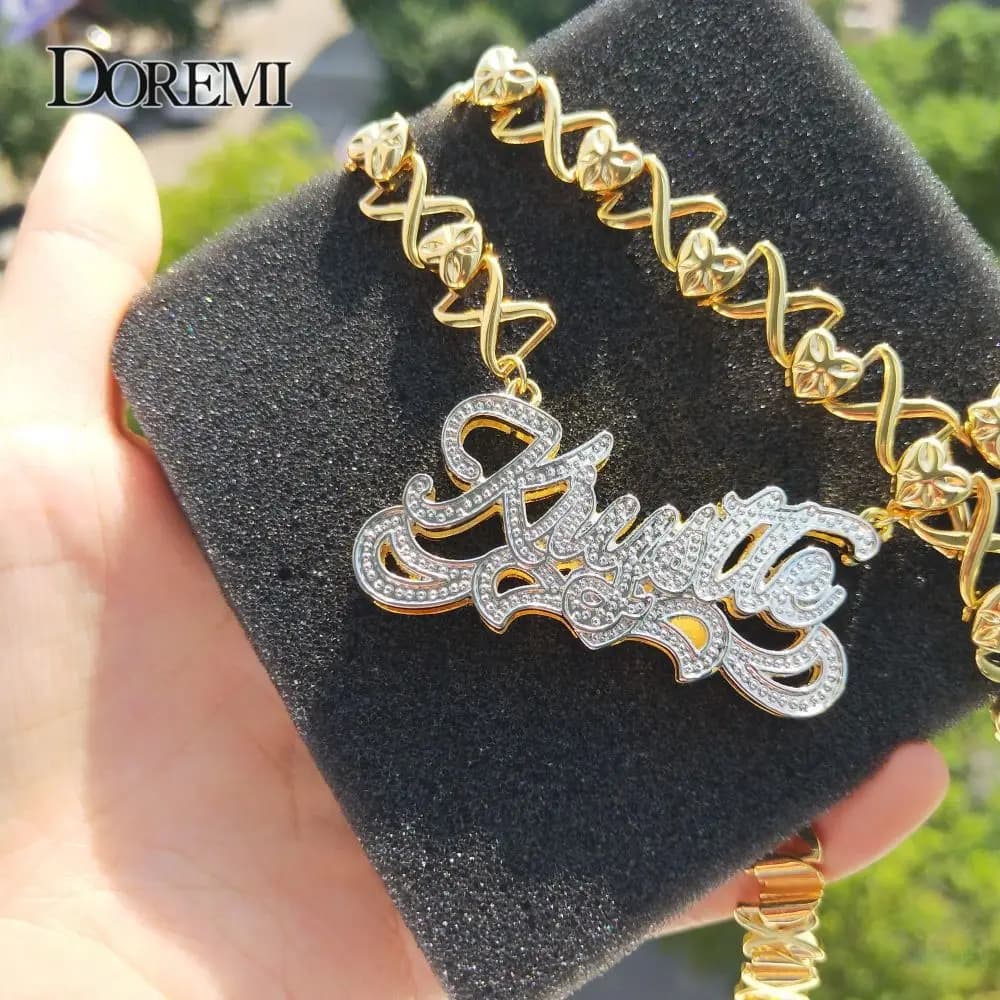 Doremi 3d Double Custom Name collana Xoxo Chain targhetta orecchini personalizzati collana con nome personalizzato per regali di gioielli da donna