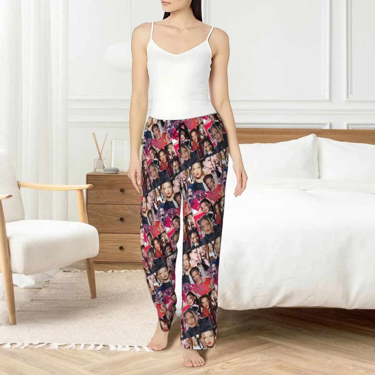 Women's Nina Chuba custom pajamas trousers, musical singer, pajamas, elasticized night pants with pockets