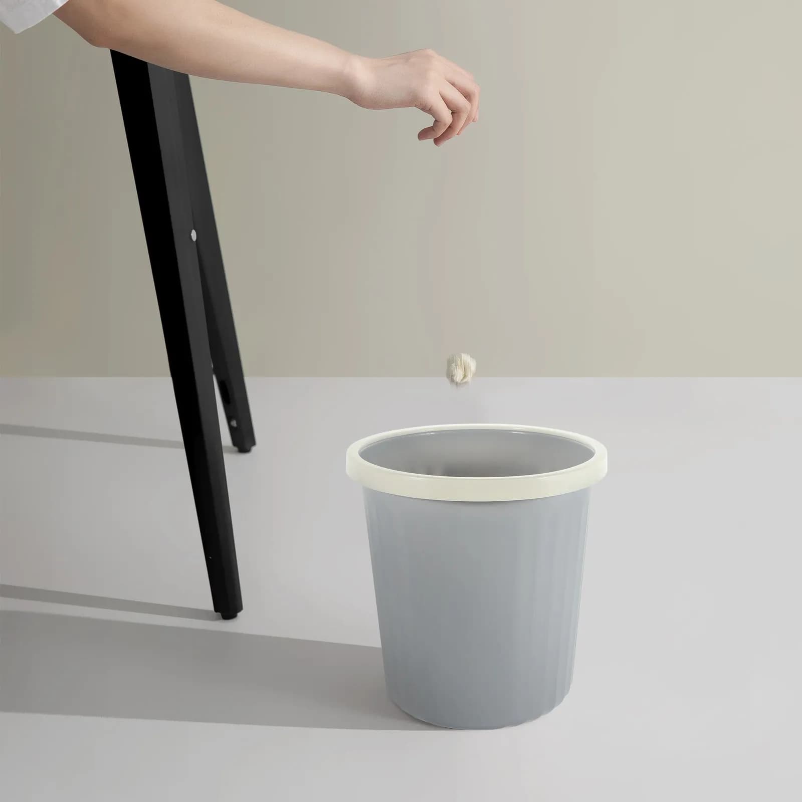 Portable No-Lid Garbage Can Large Capacity Modern Wastebasket for Bedroom Office Kitchen Bathroom Hotel Car Household Trash Bin