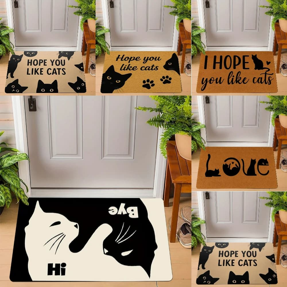 "Hope You Like Cat" Cute Cat WELCOME Mat Zerbino Living Room Bedroom Entrance door Carpet Corridor Courtyard Mat House Decorations