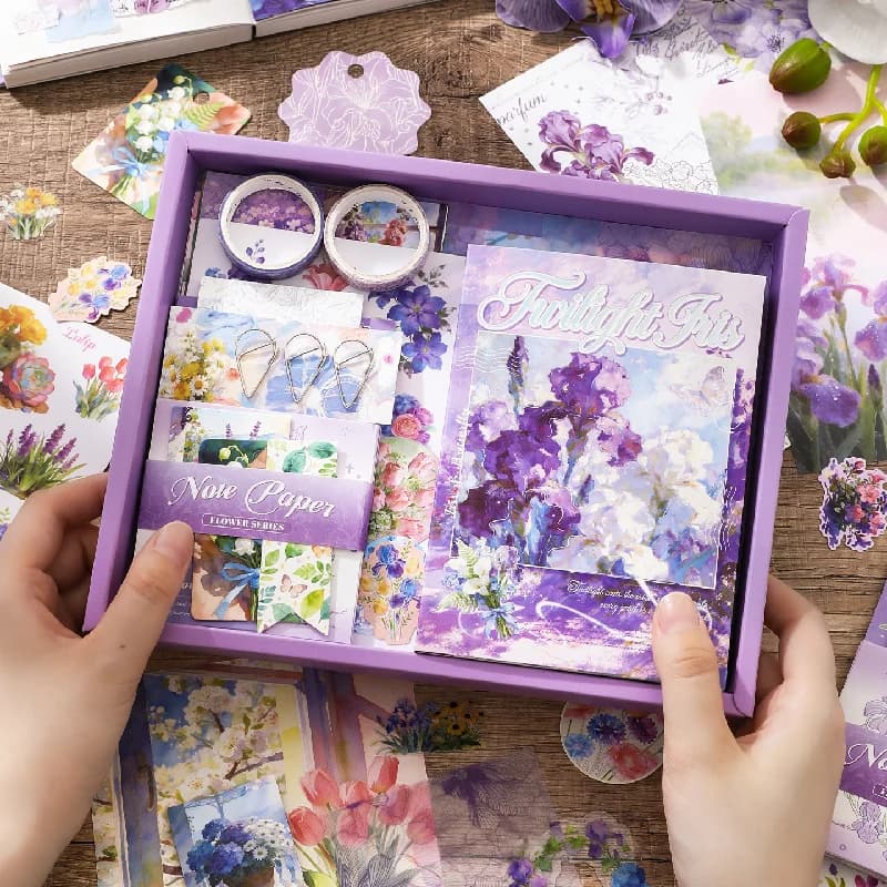 Floral Scrapbook Kit with Stickers Decorative Papers DIY Washi Tape Paper Gift Set for Journaling Craft Supplies