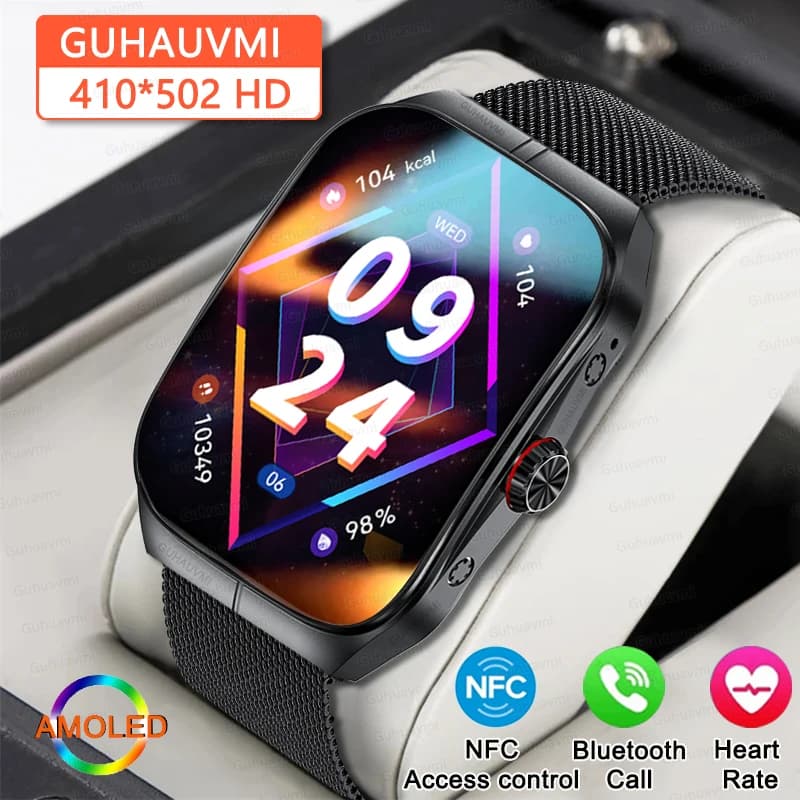 Smartwatch Man Women's Screen AMOLED NFC Always Show Time Watch Bluetooth IP68 Smart Watch Waterproof Sports Fitness Bracelet