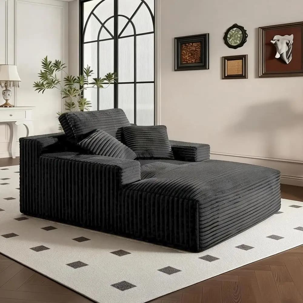 68 inch interior chaise longue, sofa bed covered in ribbed velvet, reading armchair with deep seat, oversize and comfortable Cloud sofa