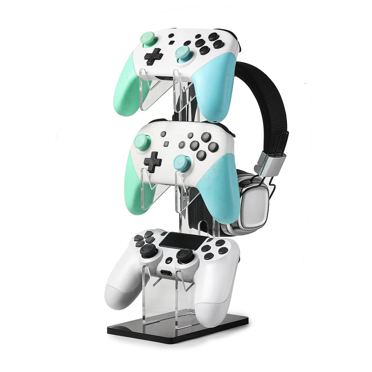 Supporto universale per cuffie con controller di gioco a tre strati adatto per Xbox, PS4, PS5, controller Switch