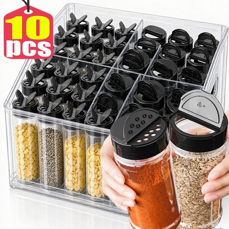 100ML-300ML Jars for Spices Salt and Pepper Shaker Seasoning Jar Spice Organizer Plastic Barbecue Condiment Kitchen Gadget Tool