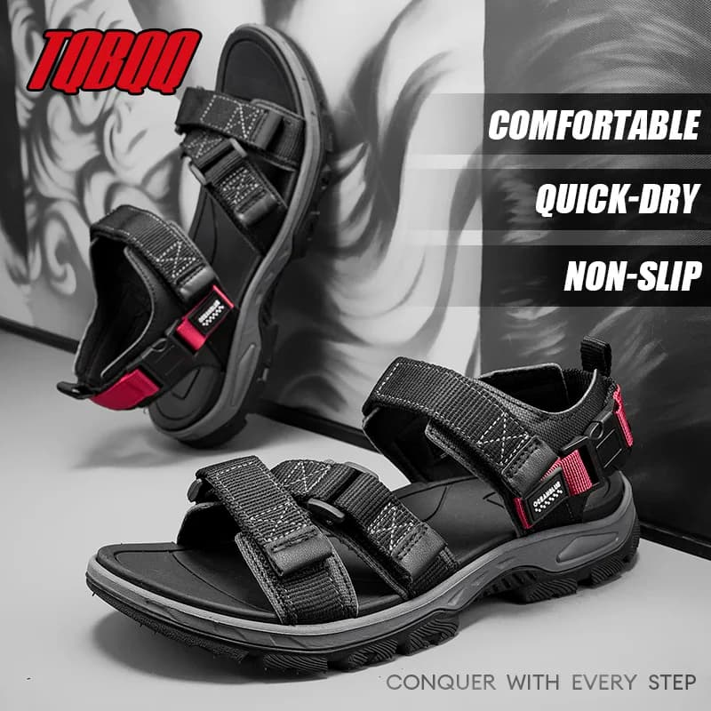 Sandali da uomo per esterni con cinturino in velcro, sandali sportivi antiscivolo alla moda estiva, sandali casual da spiaggia per uomo