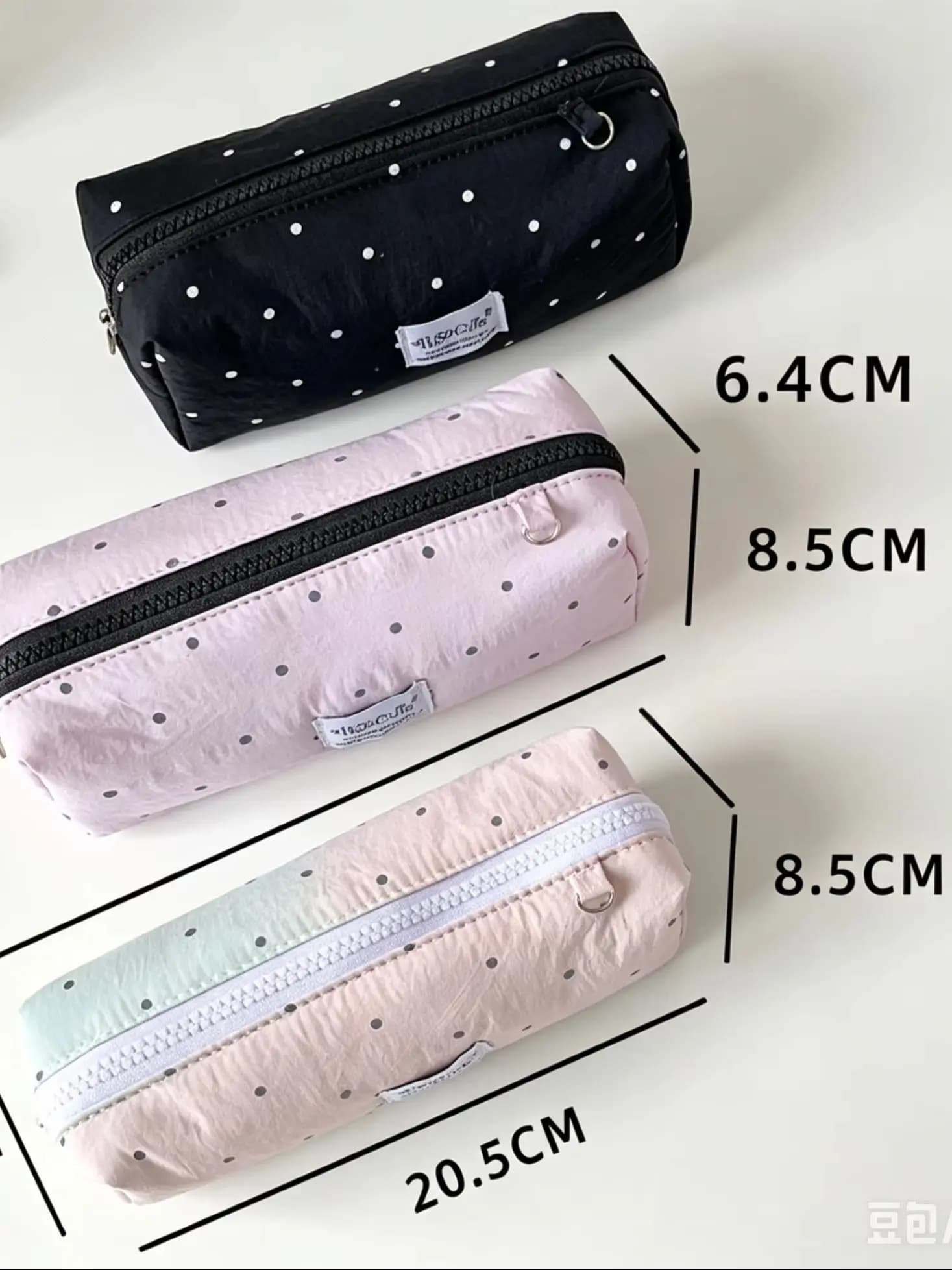 Korean Style Solid Color Dot Pencil Case Cute Girl Heart Portable Student Stationery Storage Bag