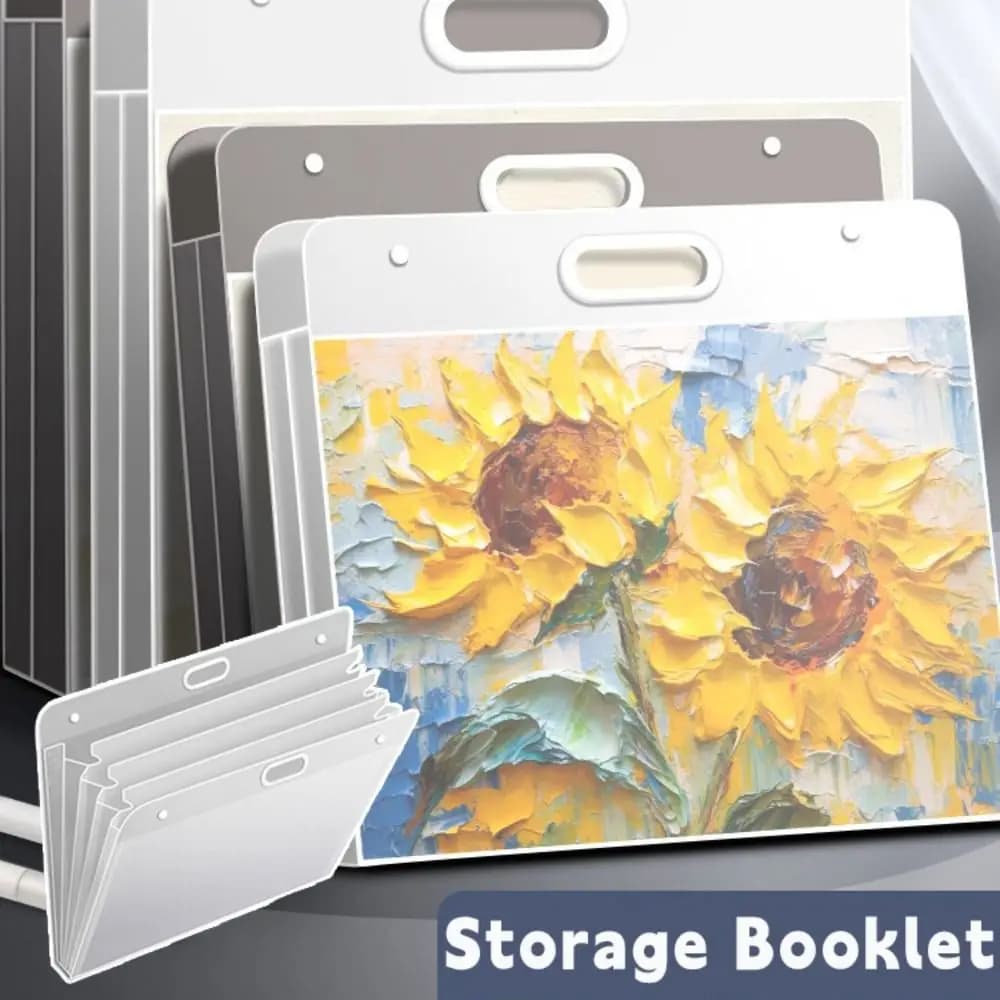 Simple A2/A3/A4 File Folder Four Layers Waterproof Picture Album 4K/8K/16K Portable Painting Paper Storage Bag School Office