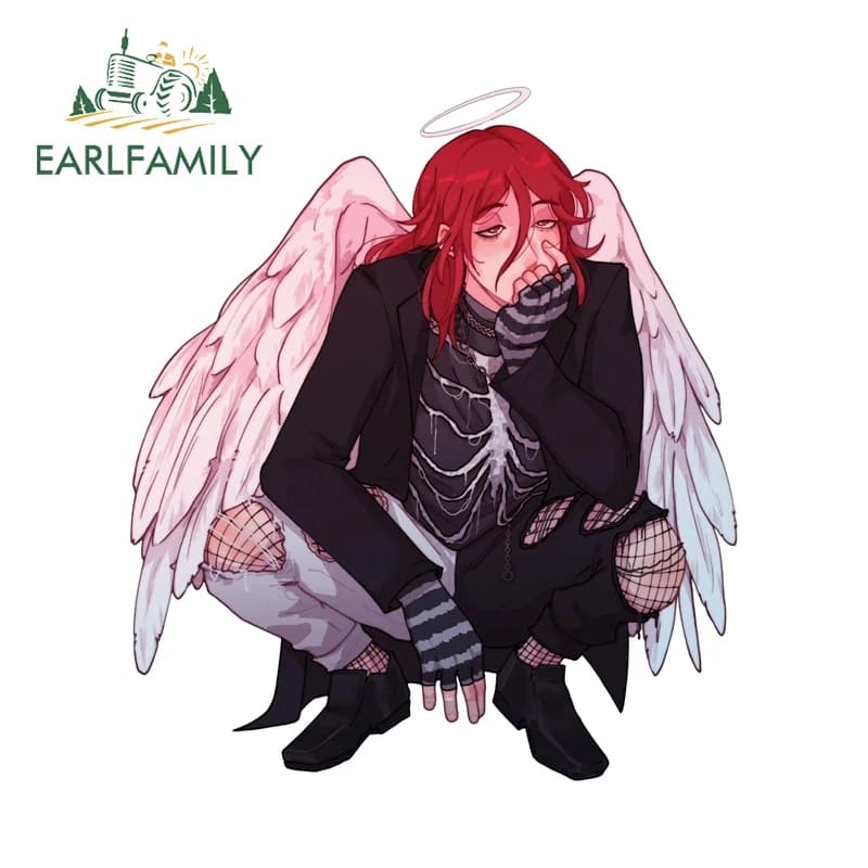 EARLFAMILY Cool Goth Angel Demon Car Sticker Car card Personal animated box Fishing equipment Decalcomanie for campers Beautiful custom print for campers