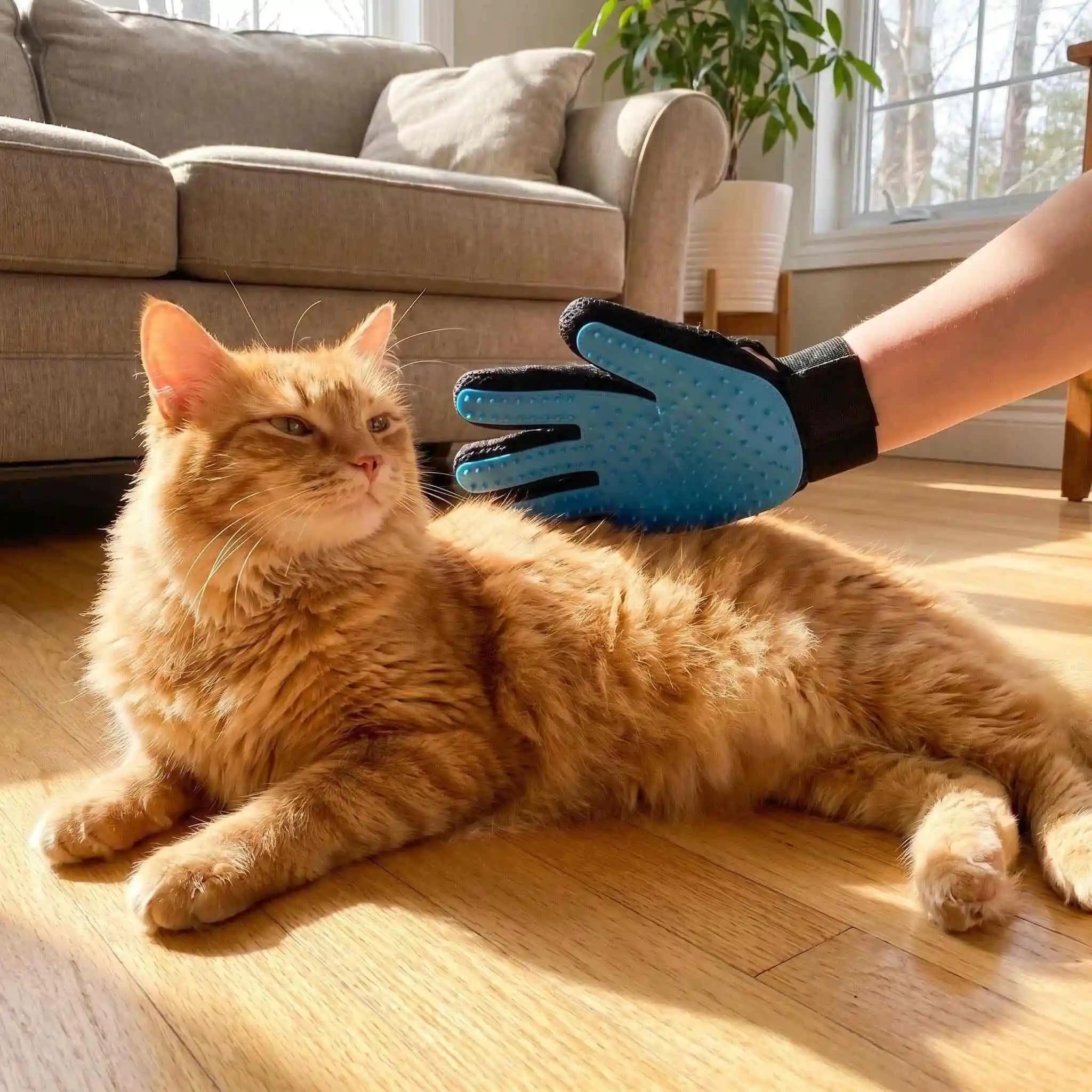 Guanto per toelettatura gatti, pettine per peli di animali domestici, guanto spazzola deshedding, pettine per cani e gatti, rimuovi peli per il bagno, spazzola per pulizia e massaggio per animali