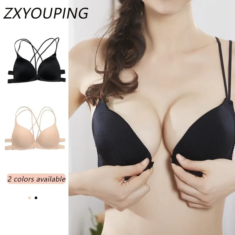 Reggiseno push-up anteriore con fibbia a coppa triangolare alla moda da 1 pezzo senza filo Reggiseno sportivo intimo sottile comfort sexy