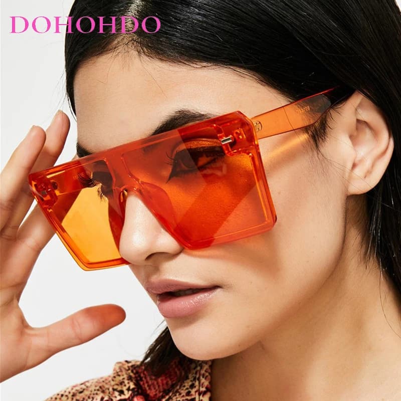 2026 Occhiali da sole quadrati oversize da donna Luxury Brand Fashion Flat Top Rosso Nero Lente trasparente One Piece Uomo Gafas Ombra Specchio UV400