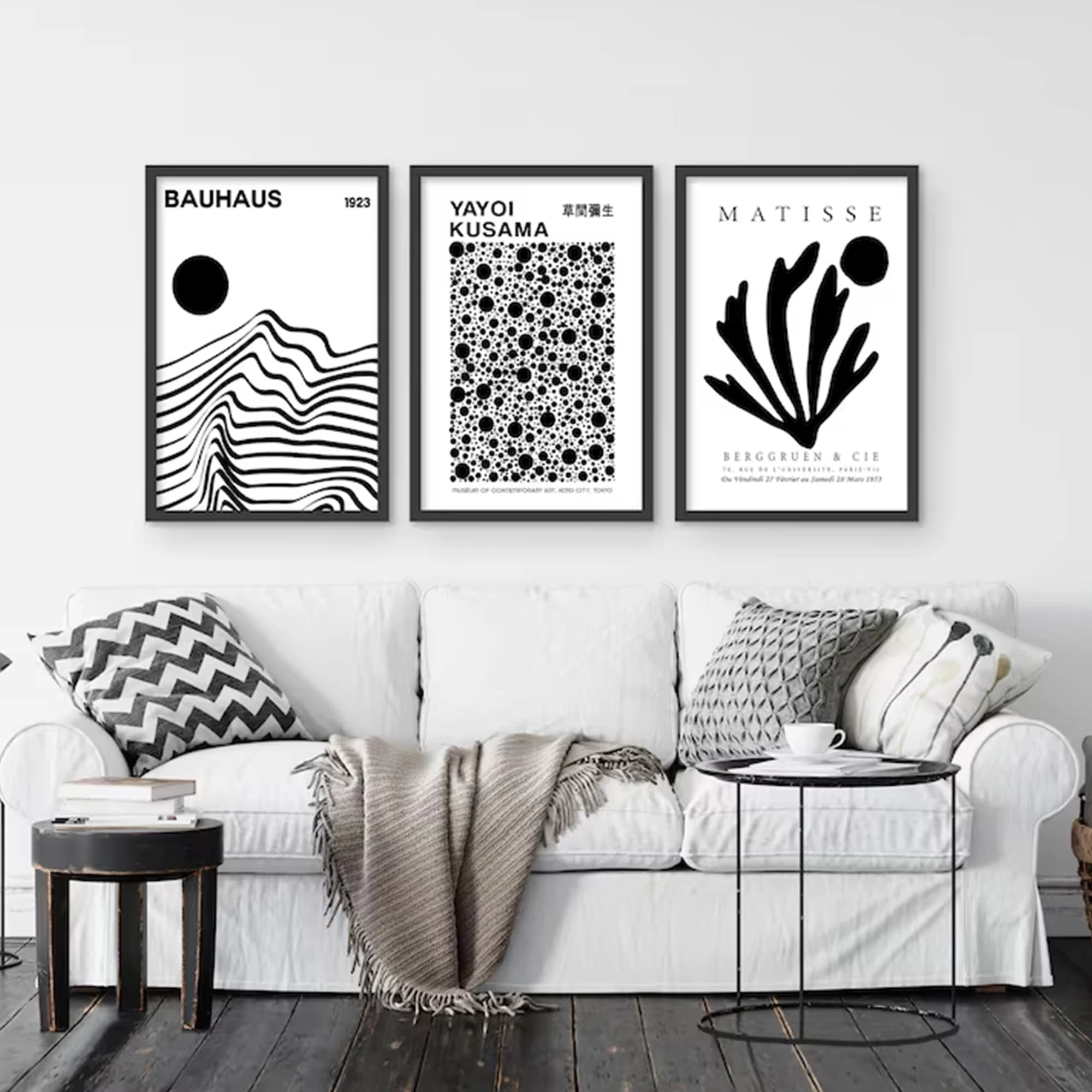 3pcsModern Bauhaus, Kusama, Matisse Wall Art Print Canvas Painting Poster Picture For Living Room,Bedroom Home Decor