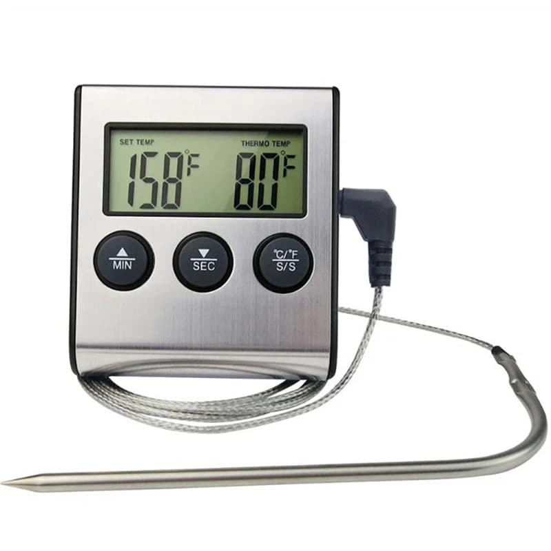 Termometro da cucina digitale da cucina Temperatura alimentare per carne per forno BBQ Grill Funzione timer con misuratore di calore a sonda per cucinare