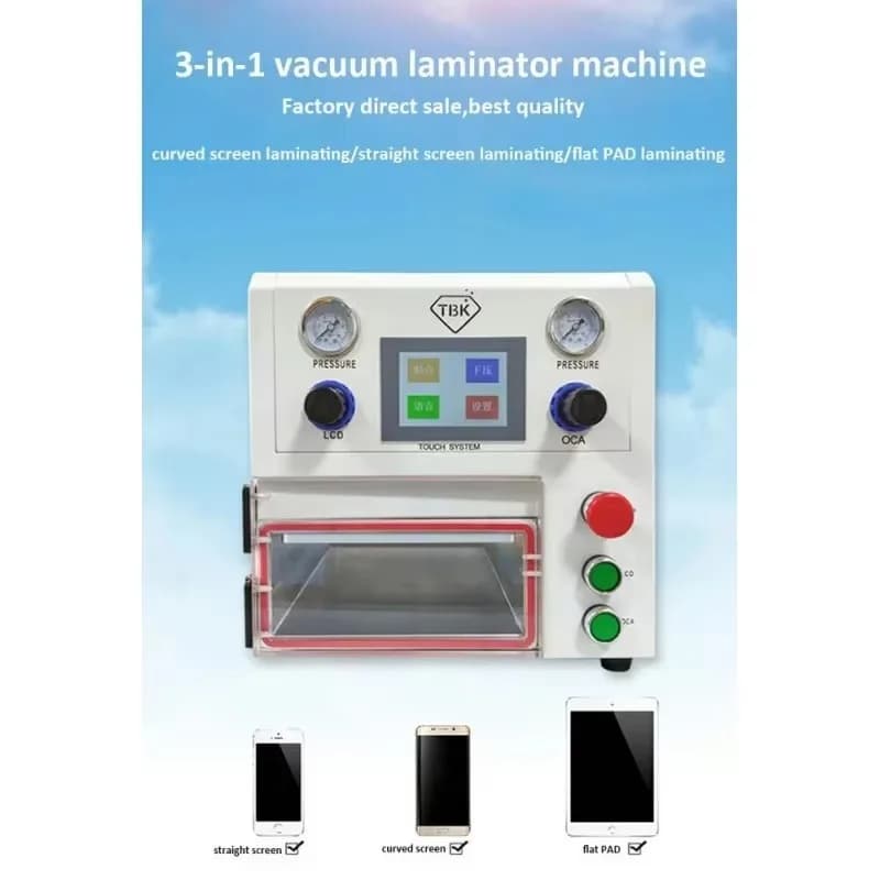 OCA LCD Glass Lamination Machine for Vacuum Cell Phone 108P 3in1 for iPad Tablet