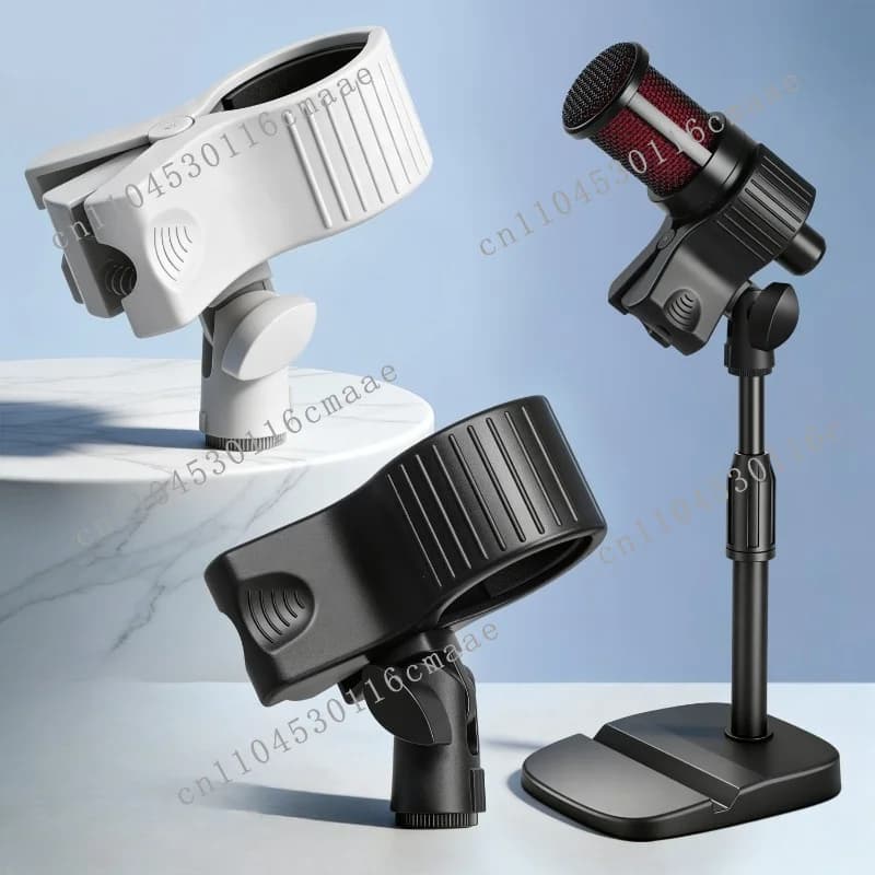 Supporto per microfono, clip per microfono da tavolo per trasmissioni in diretta, antiurto e antivibrazioni, asciugacapelli elettrico, torcia universale per capelli.