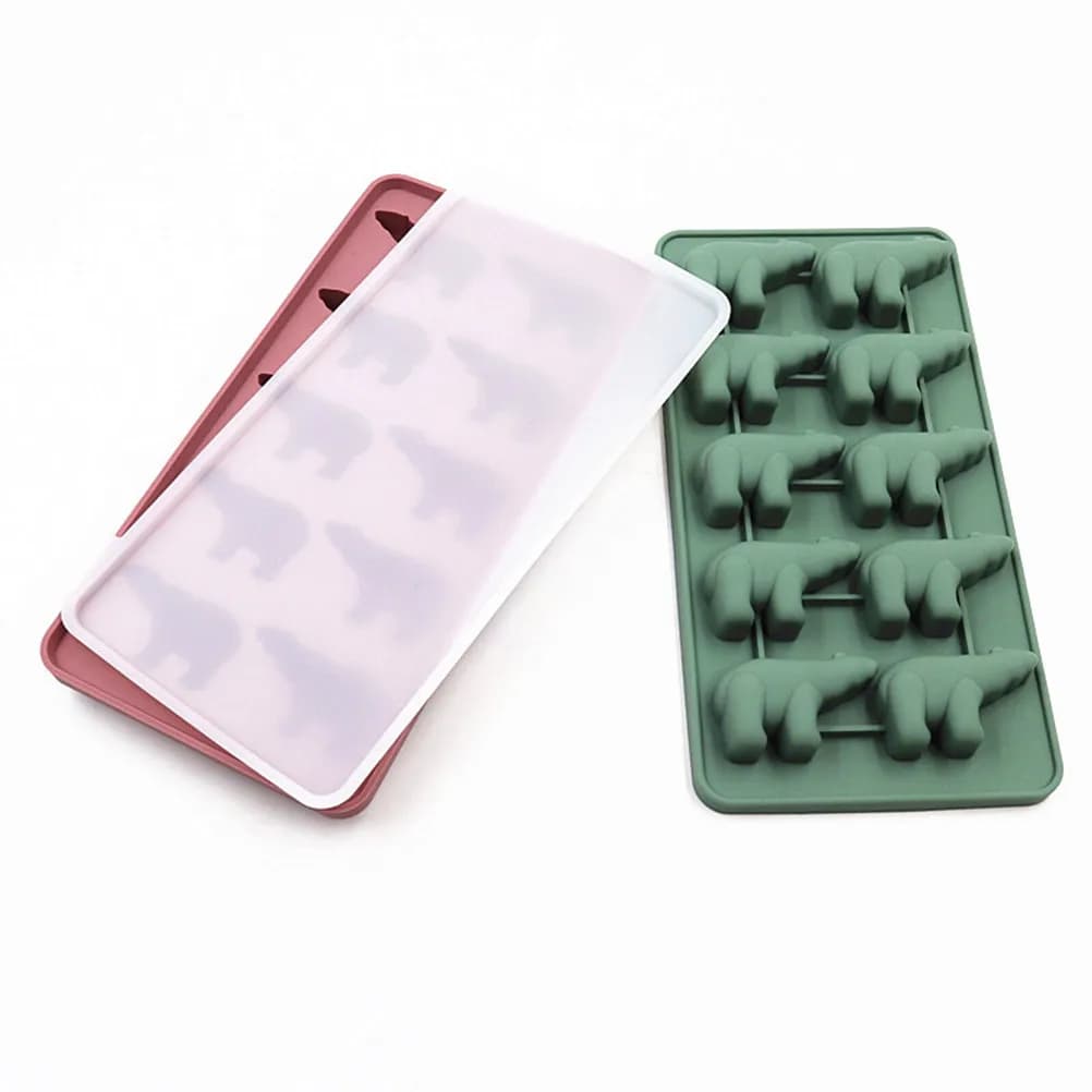 Stampo in Silicone a 10 Scomparti a Forma di Orso Polare per Cubetti di Ghiaccio, Cioccolatini, Tartufi, Ganache, Caramello, Gelatine - Non Adesivo, per Congelatore