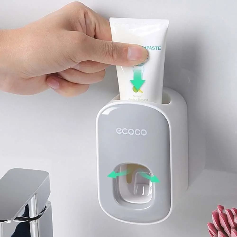 Dispenser Automatico Multifunzione da Parete per Dentifricio e Porta Spazzolini - Accessorio Bagno