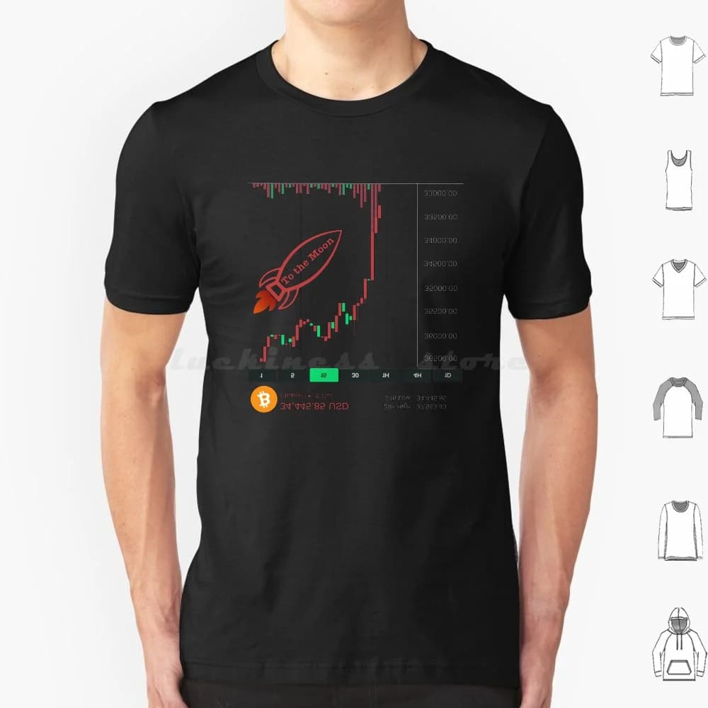To The Moon T Shirt Man Women's Women's 6xl Cryptocurrency Bitcoin To The Moon Moon High Low Candle Stick Graph