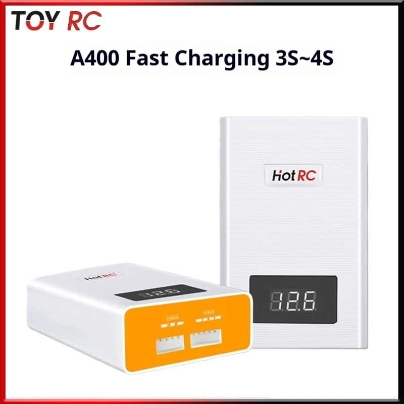 Caricabatterie Rapido Hotrc A400 per Batterie Lipo 3s 4s 11.1v 14.8v 3000mah, Corrente di Carica Elevata, Display di Tensione, in ABS PC Ignifugo