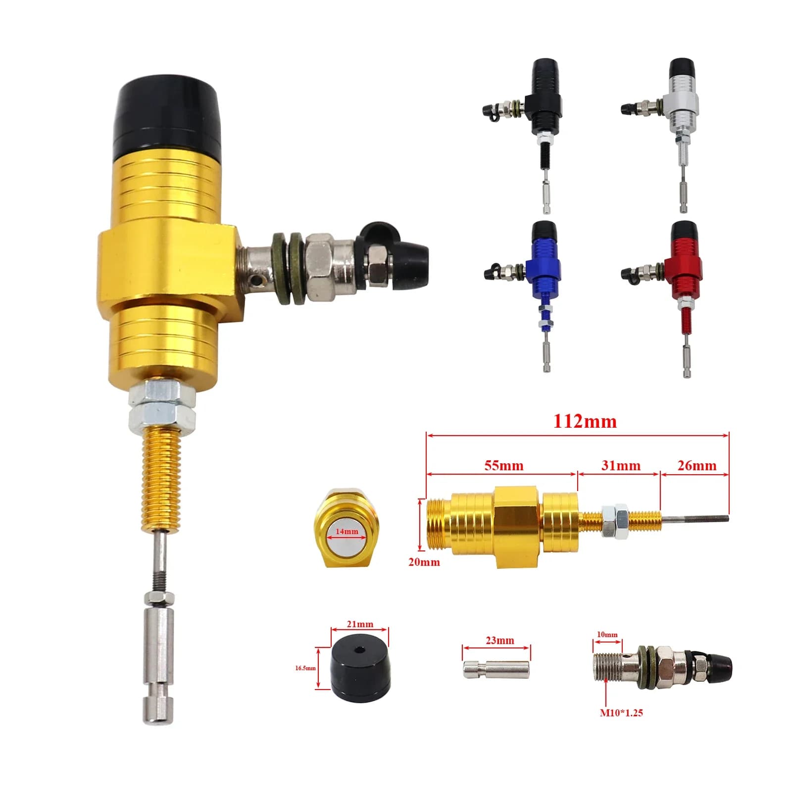 14 millimetri Pistone Moto Frizione Idraulica Cilindro Maestro Asta Pompa Freno M10x1.25mm di Alluminio di CNC Per Motocross Dir Bike Motos