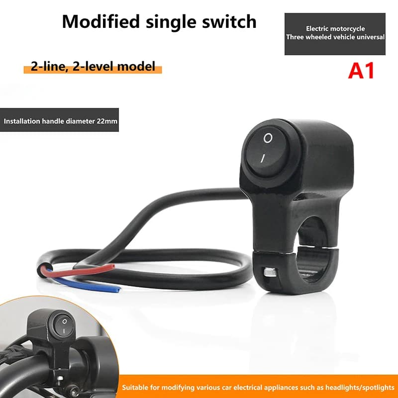 Interruttore Universale per Manubrio Moto 1/2 Marcia 3 Vie ON OFF Mini Fari Ausiliari Luci Spot Controllo Luci Moto Strumenti