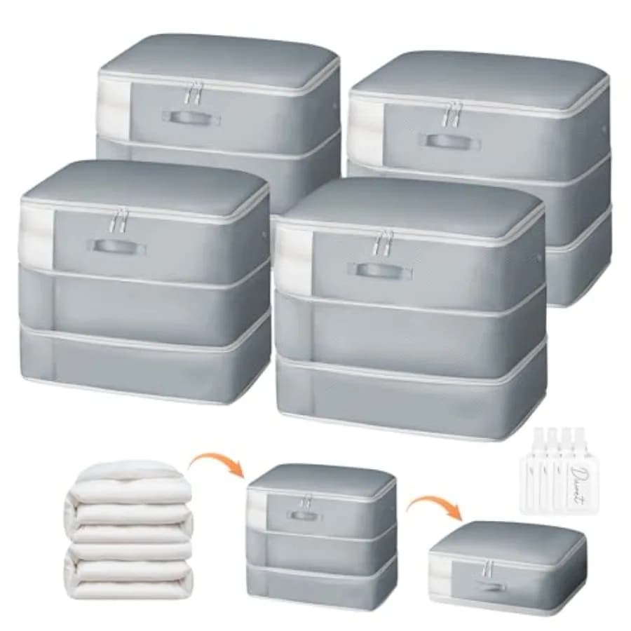 Suction Bags for Feather - 110L Ultra Automatic Compression Supplies, Set of 4 to Organize Feathers, Cushions, Bed Linens and Covers