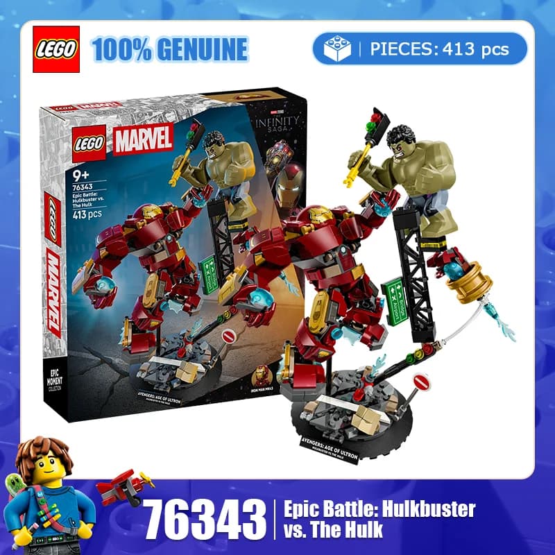 Blocchi da costruzione Lego Serie Marvel 76343 Scena di battaglia: Anti Hulk Armor Battle Hulk Puzzle per bambini Blocchi da costruzione Giocattolo Regalo