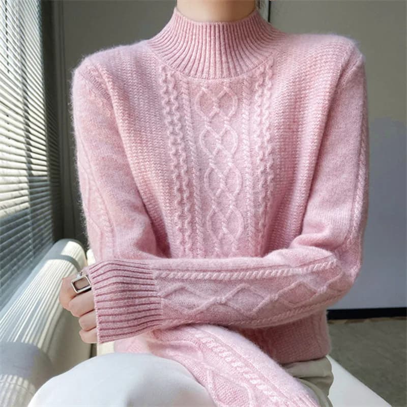 Maglione da donna Primavera Autunno Abbigliamento esterno Pullover Collo mezzo alto Maglieria Moda Manica lunga Pull Femme Sueter Top