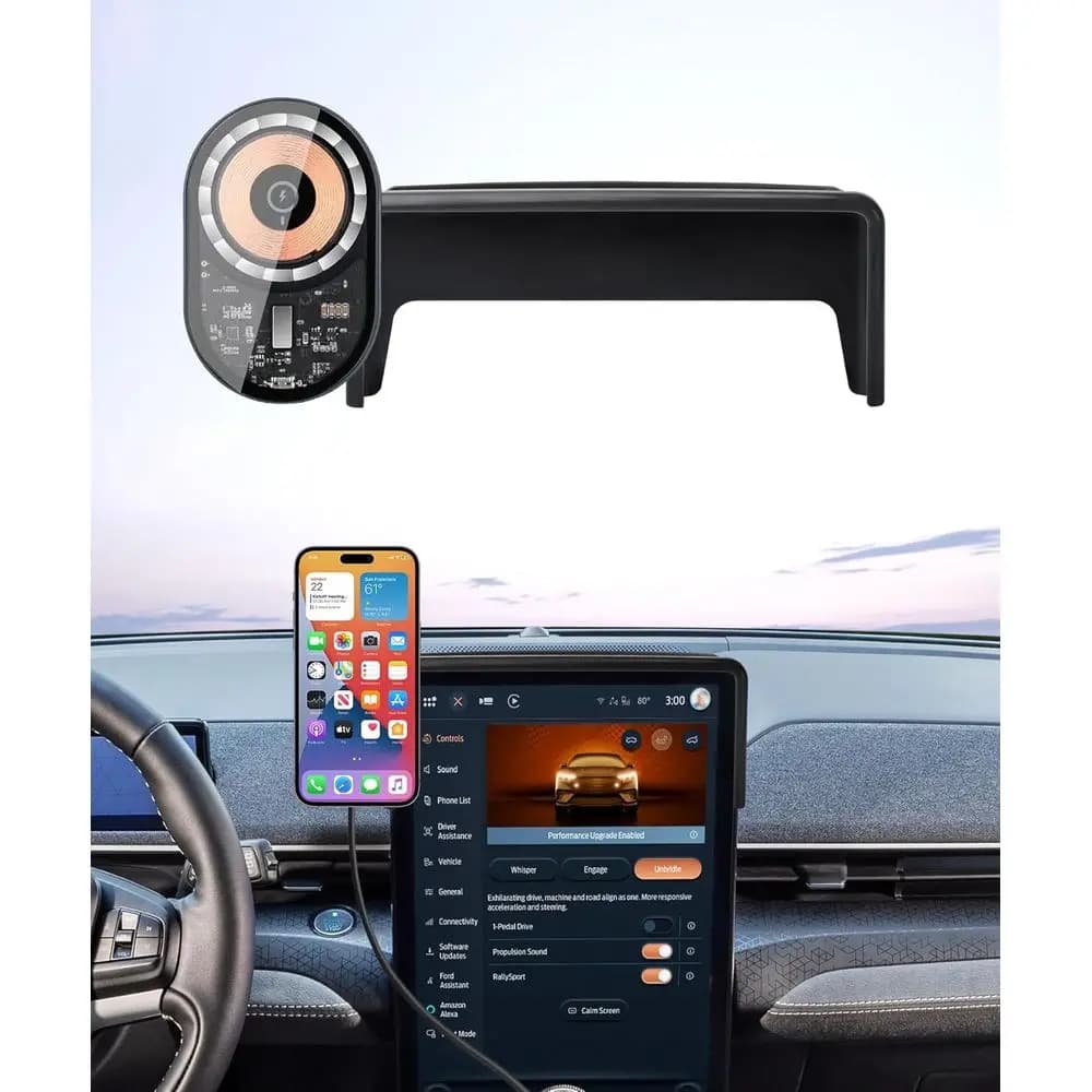 Supporto per telefono da auto con ricarica wireless, clip girevole da 15,5 pollici, 360° ° Supporto Girevole Compatibile con MagSafe