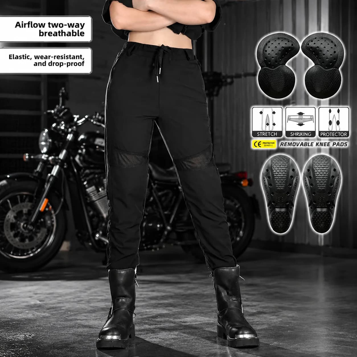 Jeans da Moto Sexy a Vita Alta per Donne, Pantaloni da Biker Antiurto con 4 Imbottiture Protettive, Pantaloni Estivi da Corsa