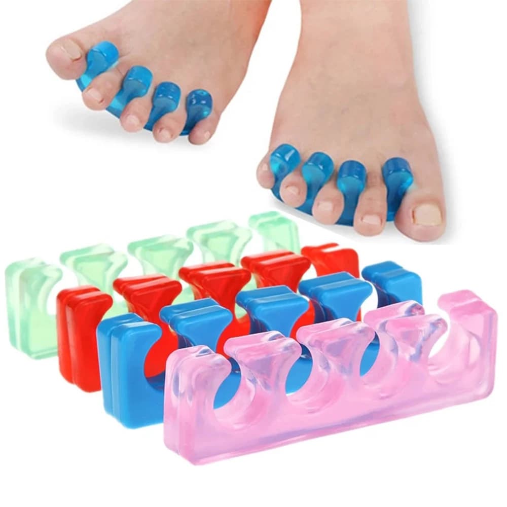 2 pezzi (1 paio) separatore per dita dei piedi in silicone morbido per smalto trasparente/rosa/blu distanziatori flessibili per dita dei piedi strumenti per la cura del piede