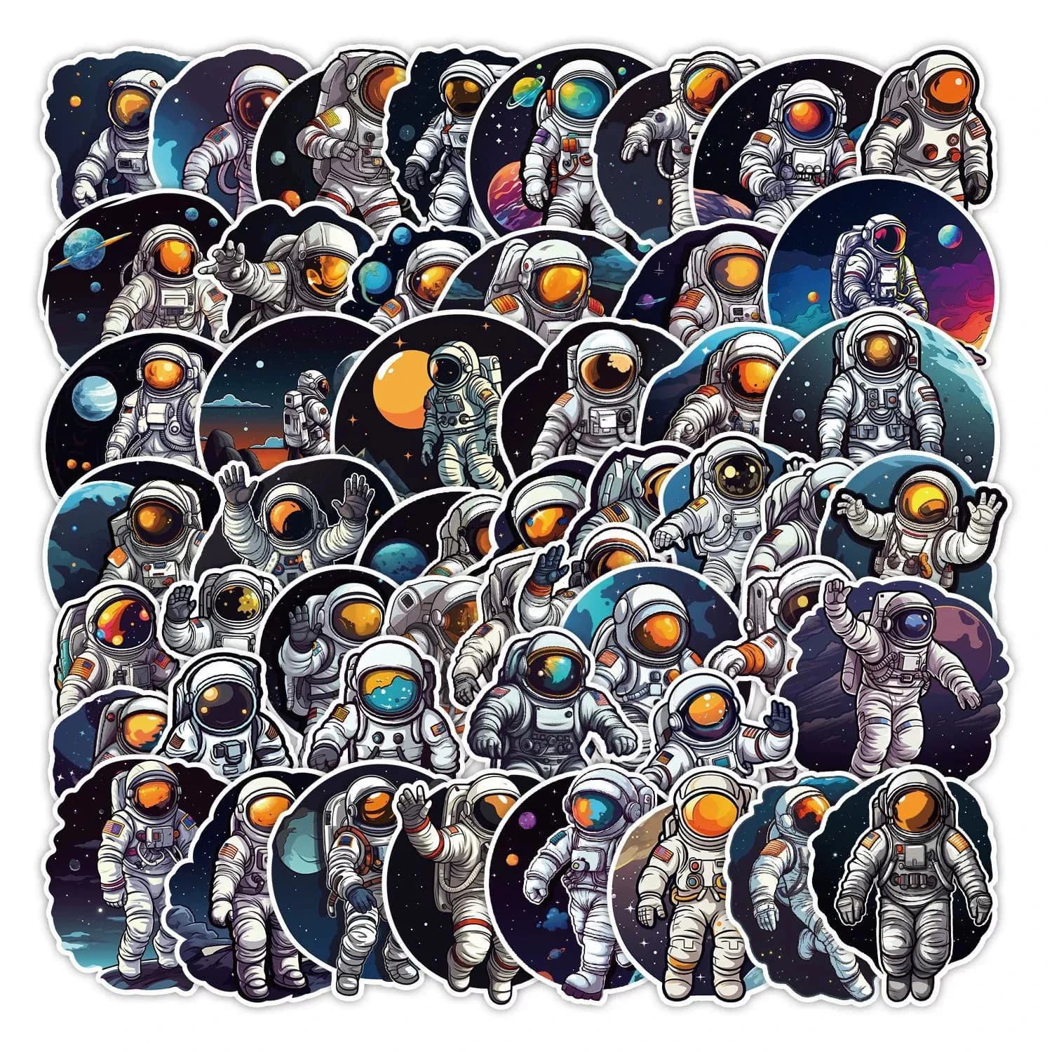 50/100 Pezzi Adesivi Graffiti Spaziali con Astronauti, Adesivi Decorativi per Auto, Telefono, Chitarra, Impermeabili, Creativi per Quaderni e Borse